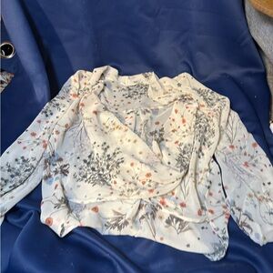 Honey Punch Sheer Cream Floral Blouse Size L